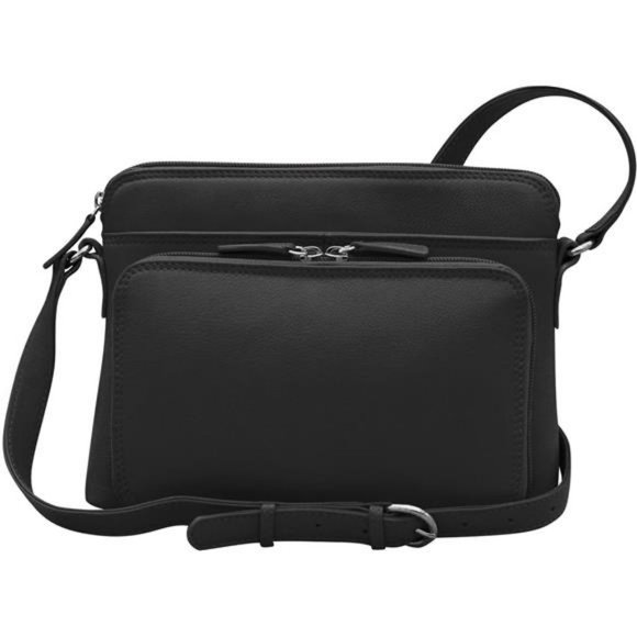Leather Shoulder Handbag w/Side Organizer - Soft, Smooth w/RFID Blocking Lining - Picture 3 of 7